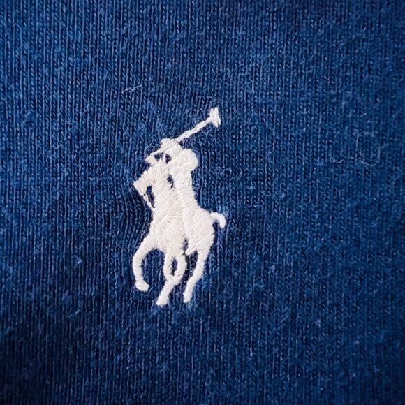 Ralph Lauren Sport Rugby Stripe Cotton Long Sleeve Shirt Blue Yellow Logo XL - Picture 5 of 10